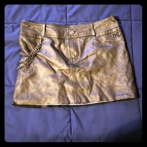 Black leather mini skirt